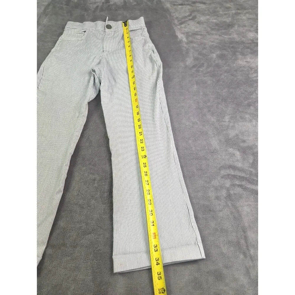 Free People Pants Striped Size S Florence Crop Railroad High Rise White Blue C38